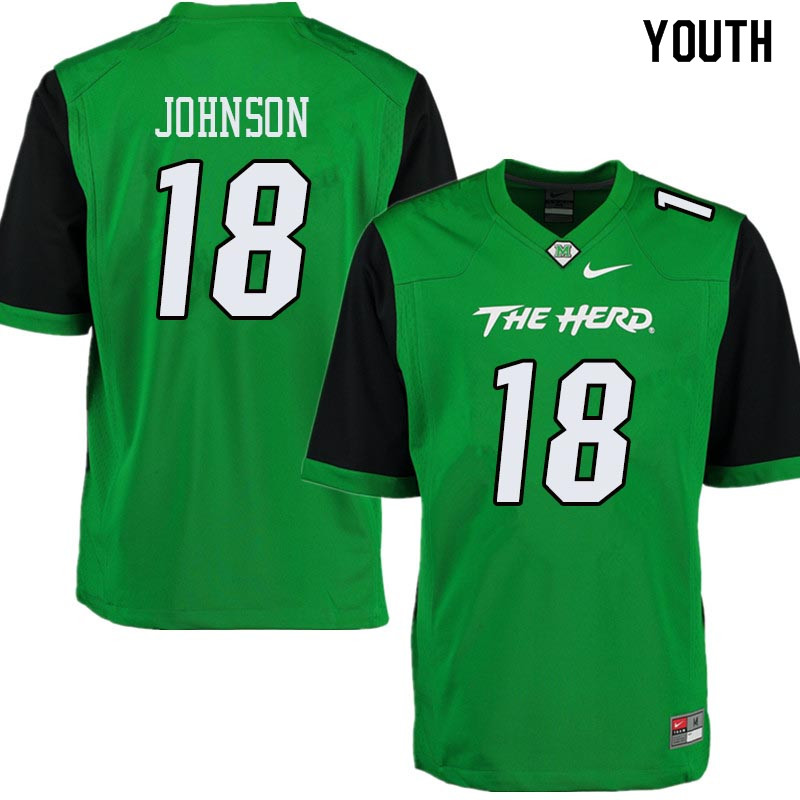Youth #18 Dontrell Johnson Marshall Thundering Herd College Football Jerseys Sale-Green